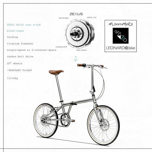 GEN3.ZEHUS "E-FOLDI.LEO" BELT-DRIVE TITANIUM BIKE/E-BIKE NFIXED.COM  #L35515M0R3