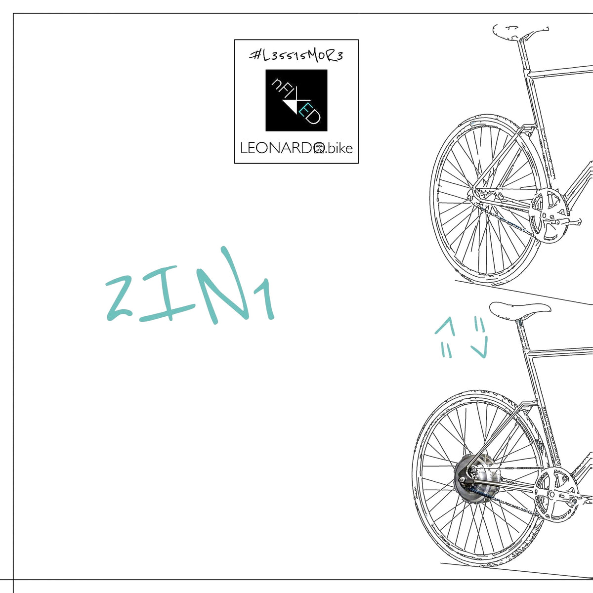 2IN1: the same bike with a standard rear wheel and with an all-in-one e-wheel