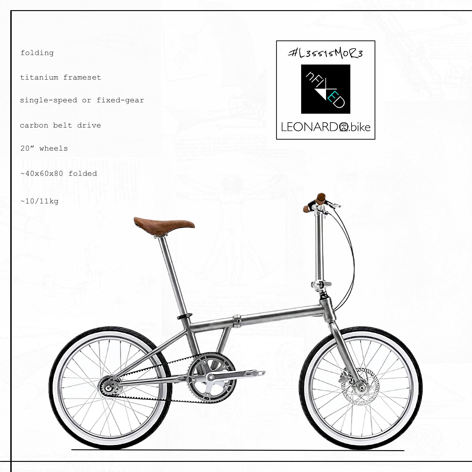 FOLDI.LEO:PURA 1/2.SPD/FIXED/BELT/Ti/FOLDING BIKE