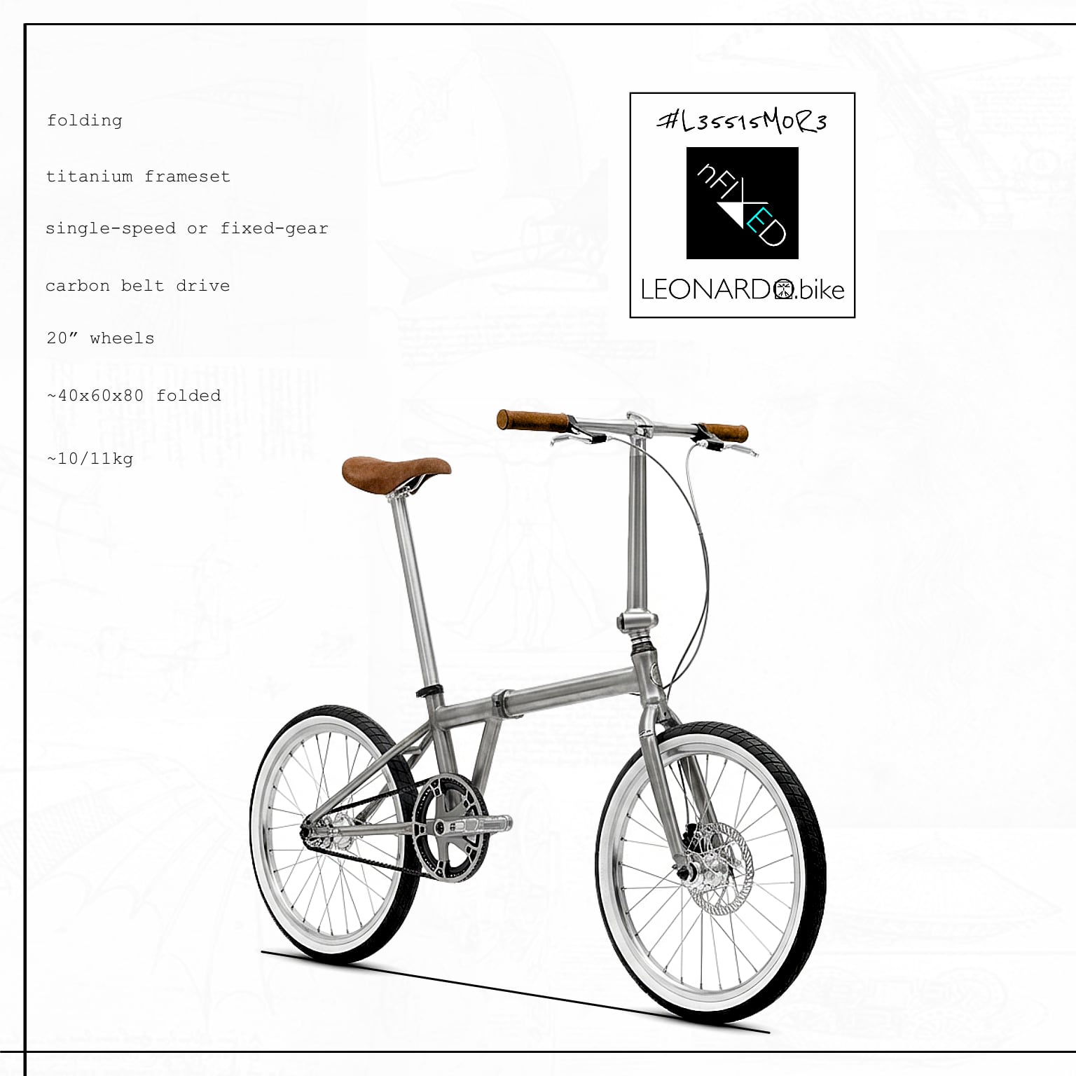 FOLDI.LEO:PURA 1/2.SPD/FIXED/BELT/Ti/FOLDING BIKE