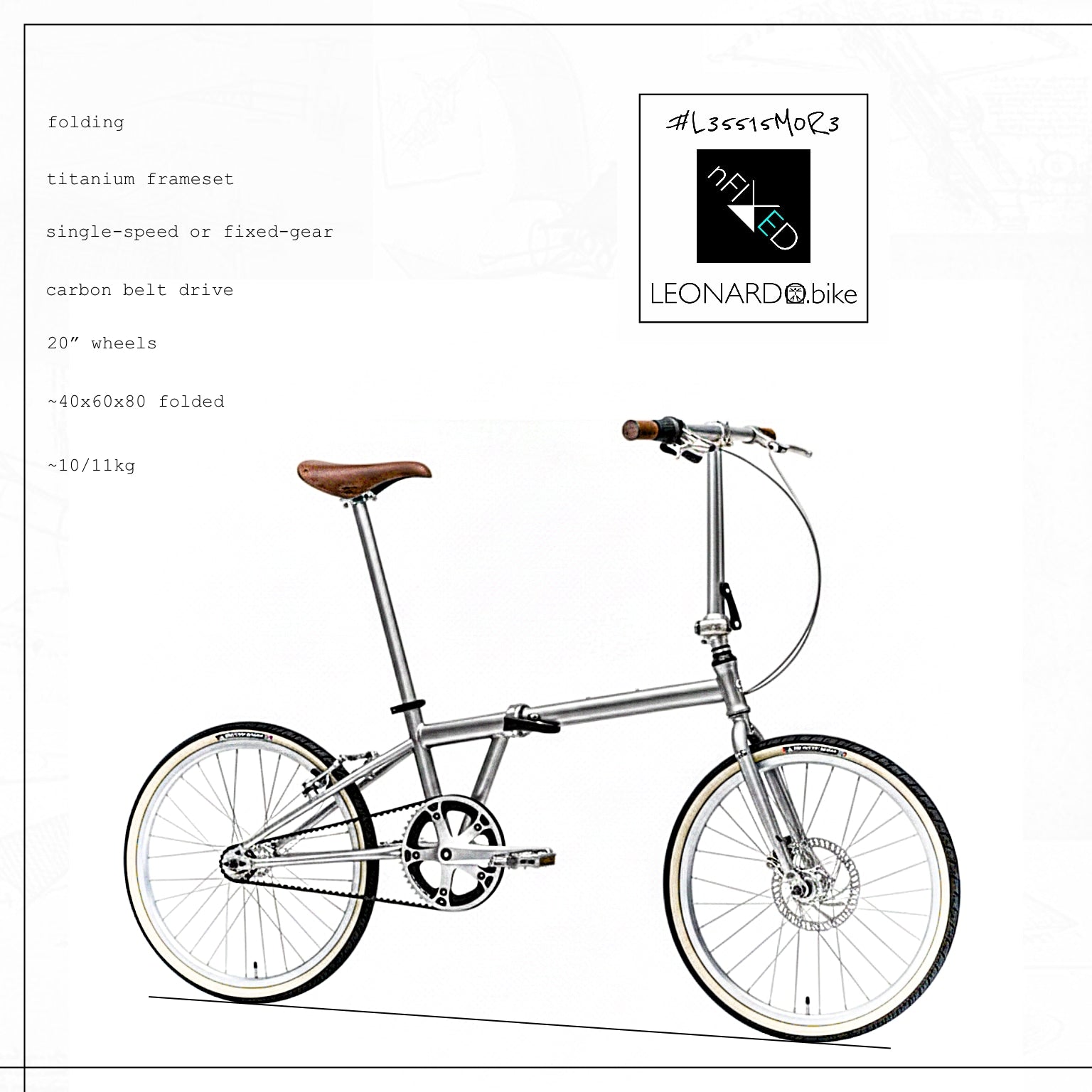"FOLDI.LEO-PURA" TITANIUM SINGLE-SPEED BELT-DRIVE BIKE NFIXED.COM  #L35515M0R3
