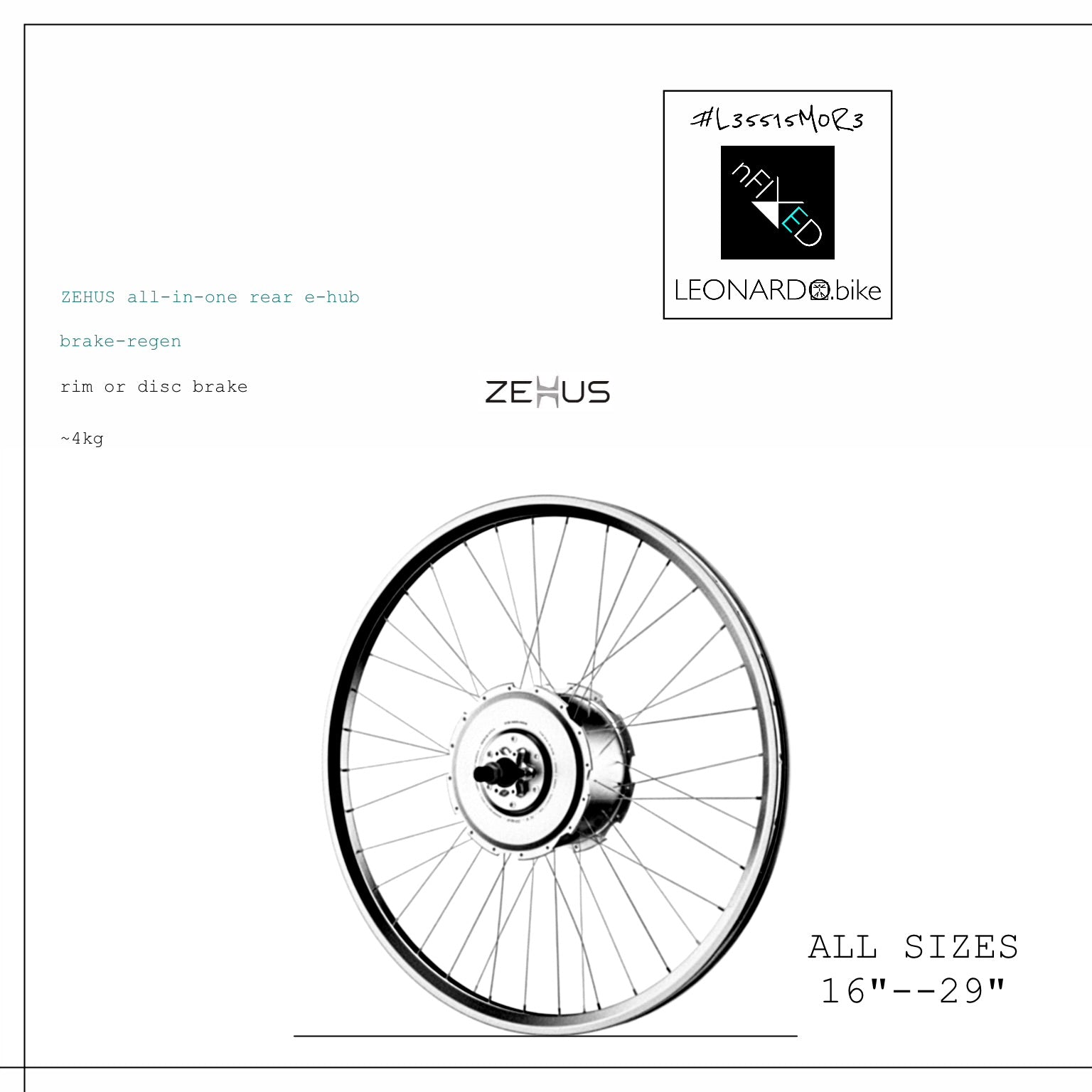 GEN3-ZEHUS "SMART-E-WHEEL" ALL-IN-ONE REAR CONVERSION-KIT NFIXED.COM  #L35515M0R3