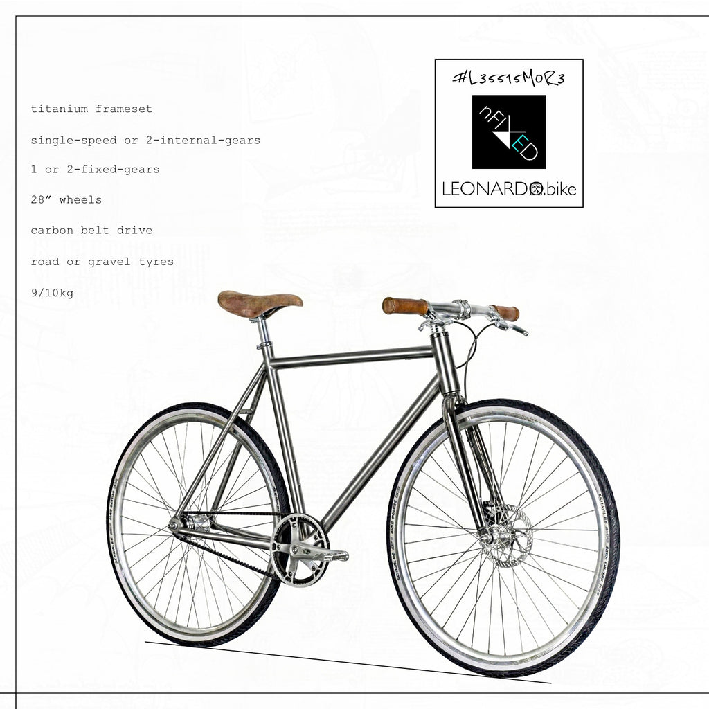 "LEONARDO-PURA" SINGLE-SPEED / 2-SPEED / 1/2-FIXED-GEARS BELT-DRIVE TITANIUM BIKE NFIXED.COM  #L35515M0R3
