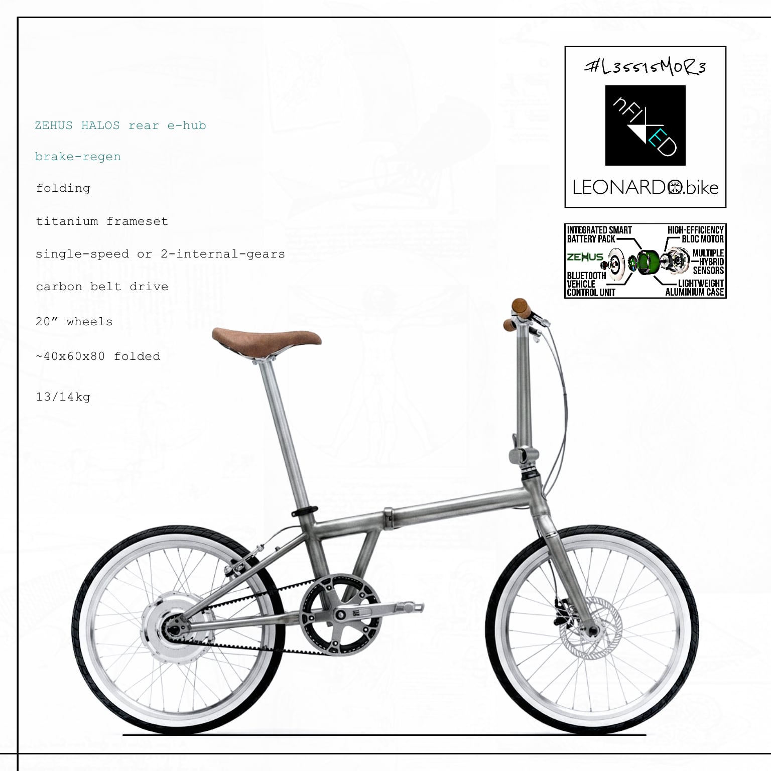 E:FOLDI.LEO GEN3.ZEHUS 1/2SPD/BELT/TI/FOLDING SMART E:BIKE