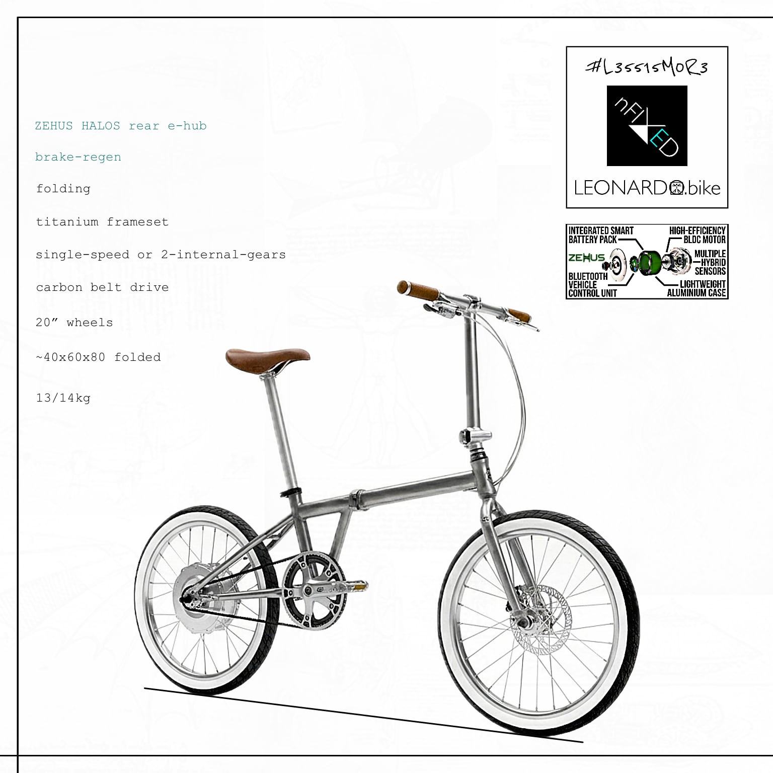 E:FOLDI.LEO GEN3.ZEHUS 1/2.SPD/BELT/Ti/FOLDING SMART E:BIKE