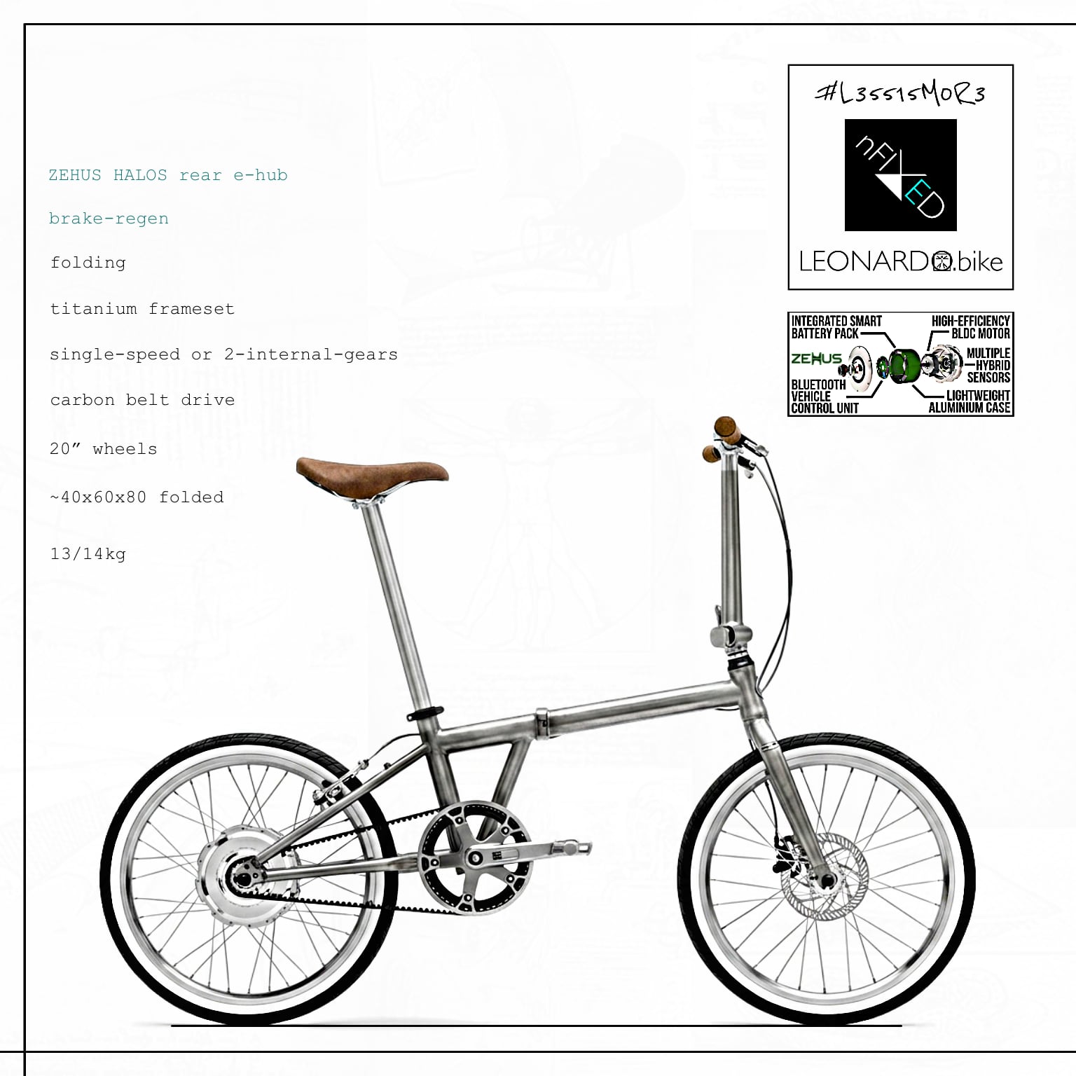 E:FOLDI.LEO GEN3.ZEHUS 1/2SPD/BELT/TI/FOLDING SMART E:BIKE