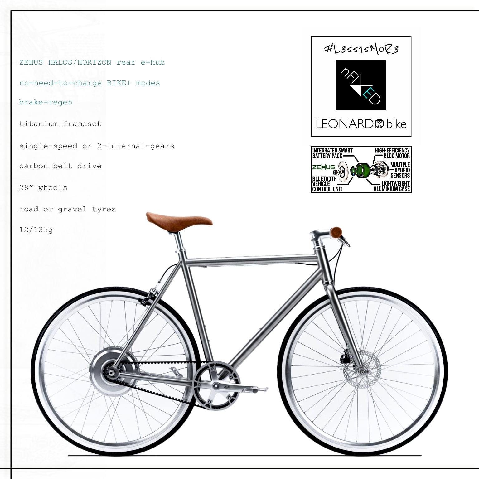 E:LEONARDO GEN3.ZEHUS 1/2SPD/BELT/TI SMART E:BIKE+