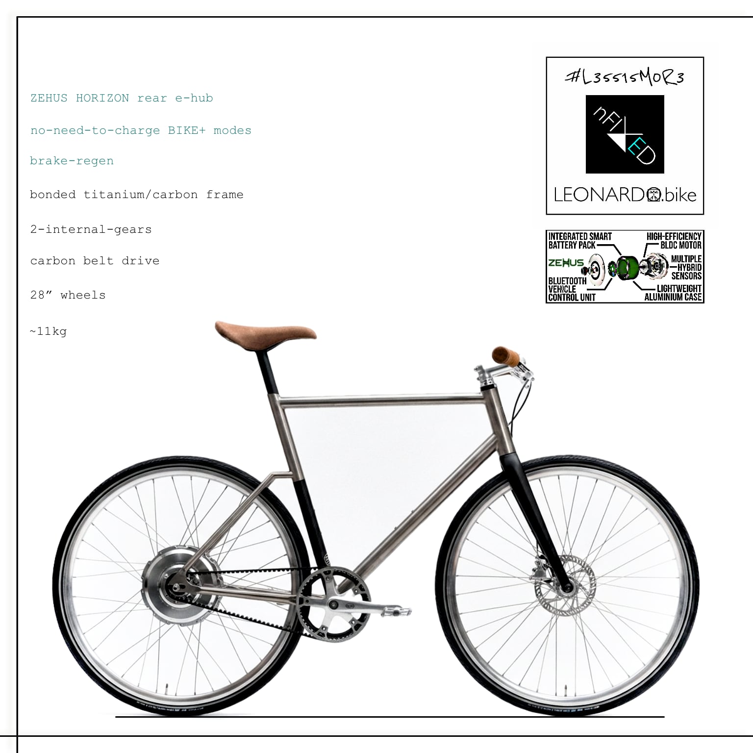E:SPECIA.LEO GEN3.ZEHUS 1/2SPD/BELT/CARBON/TI SMART E:BIKE+