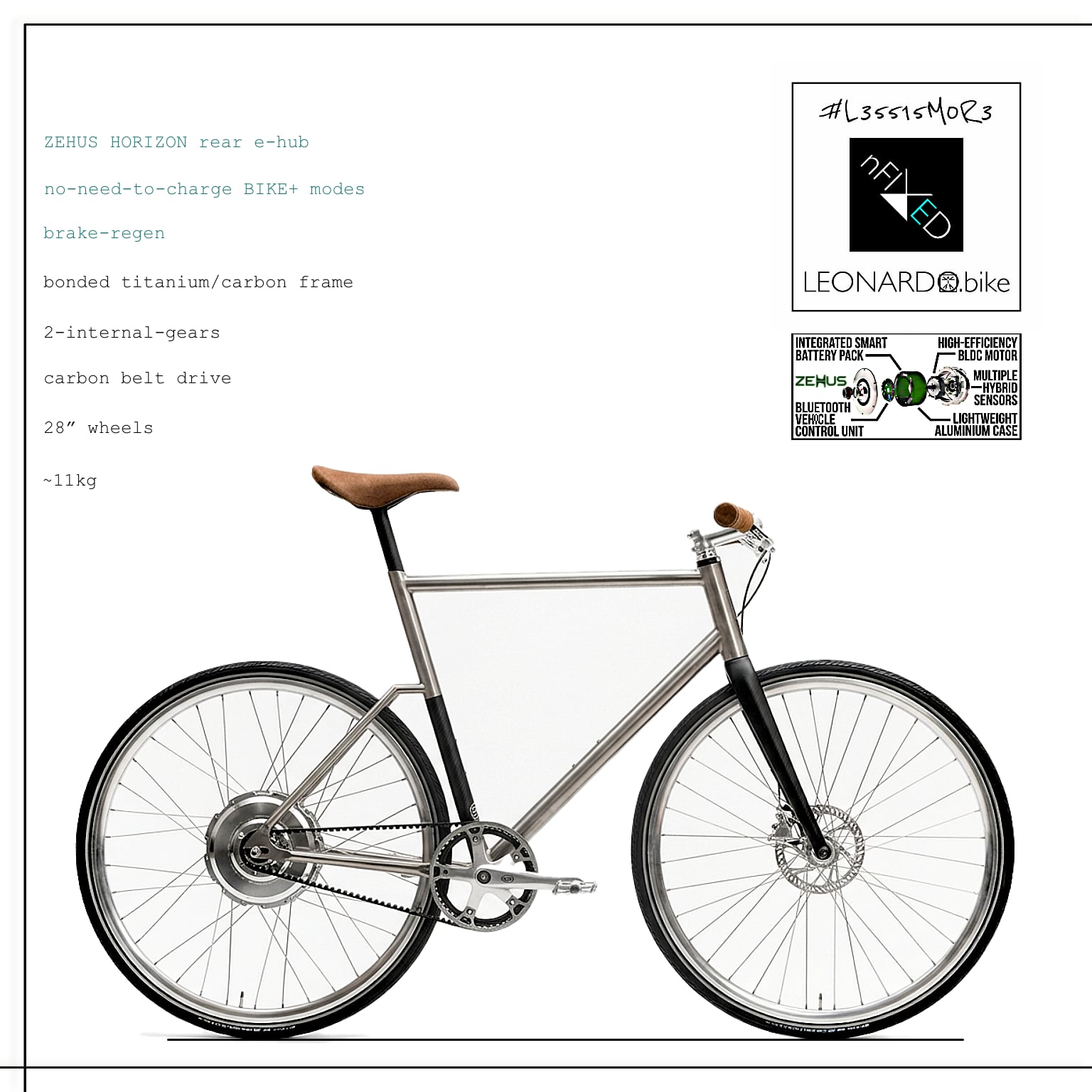 E:SPECIA.LEO GEN3.ZEHUS 1/2.SPD/BELT/CARBON/Ti SMART E:BIKE+