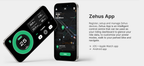 Two smartphones displaying an e-bike control app with ride data, power modes, navigation and device management.