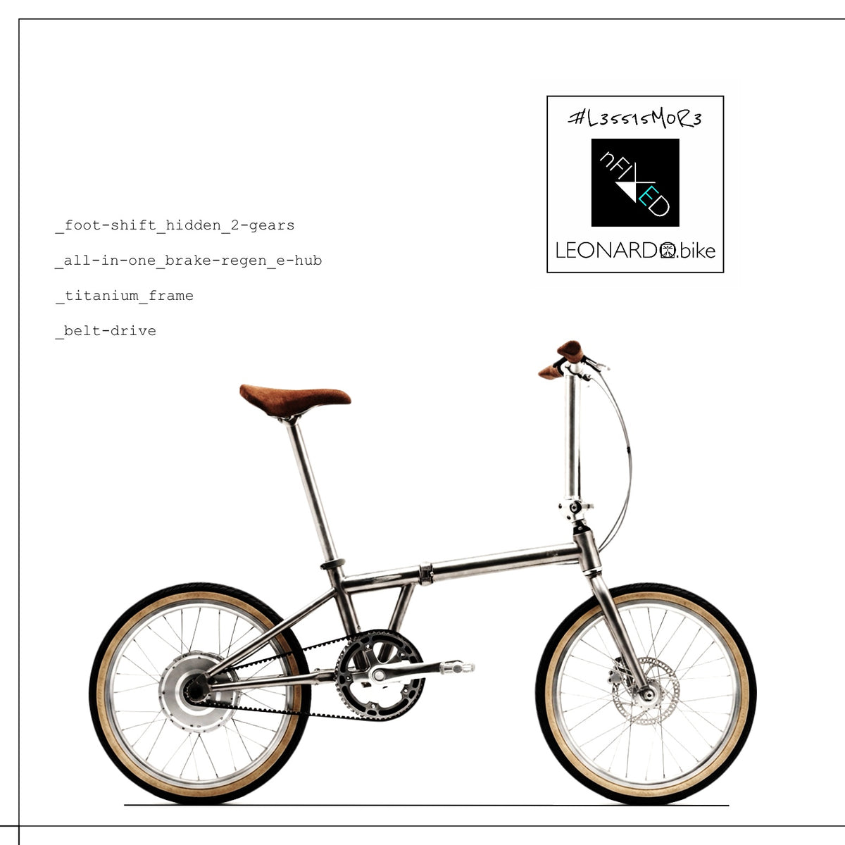 LEONARDO 2-speed E:FOLDI folding electric bicycle with ZE​​HUS belt-drive motor