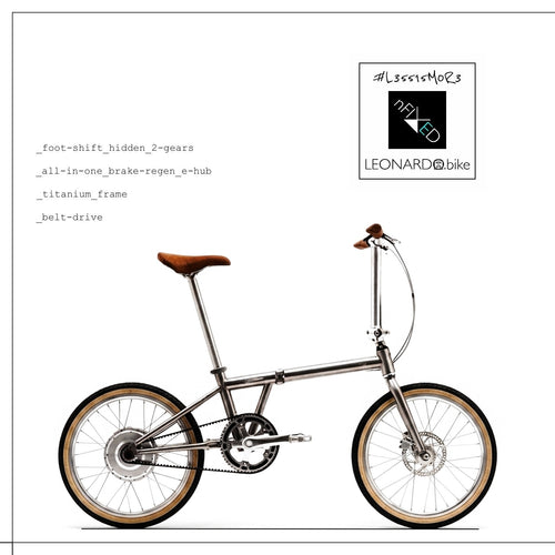 2-speed E:Foldi.Leo titanium folding e-bike with Gen3 Zehus rear hub and belt drive