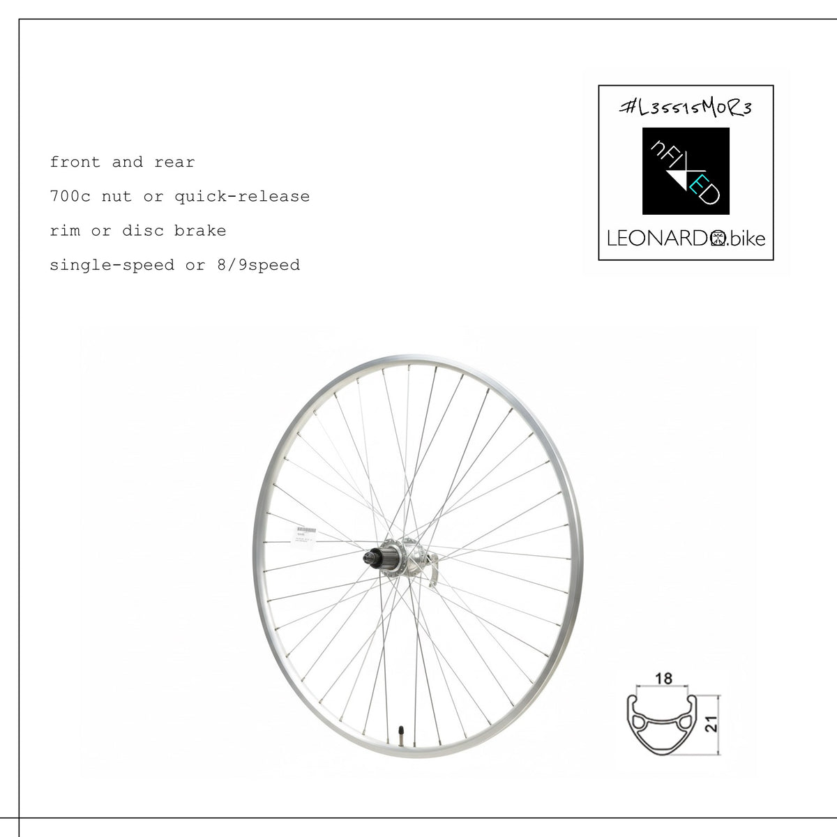 LEONARDO 700C front and rear bicycle wheels with rim disc brake