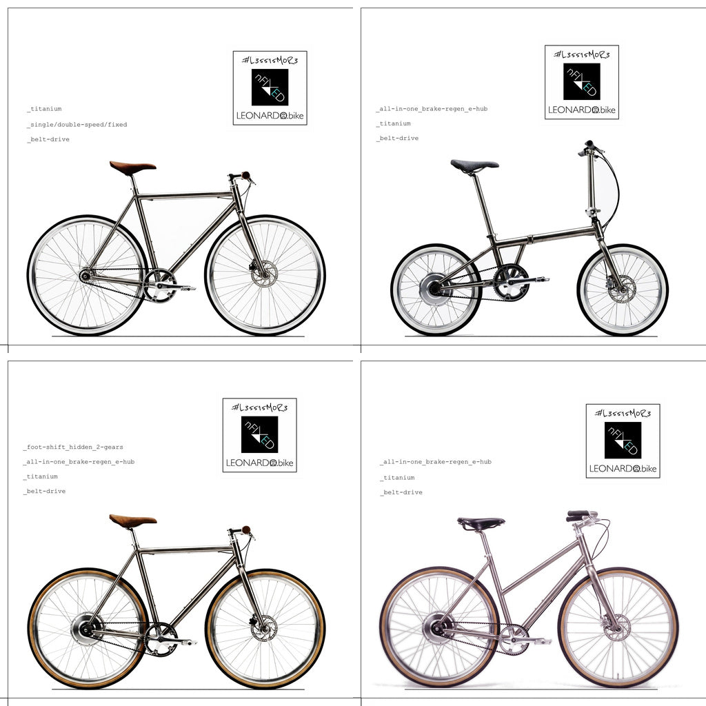 LEONARDO range: standard bike, folding e-bike, E:LEONARDO and step-through e-bike