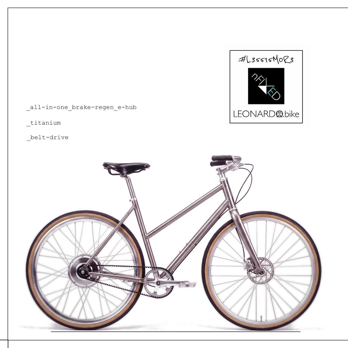 E:LEO.NESSA step-through titanium e-bike with ZEHUS all-in-one hub, side view