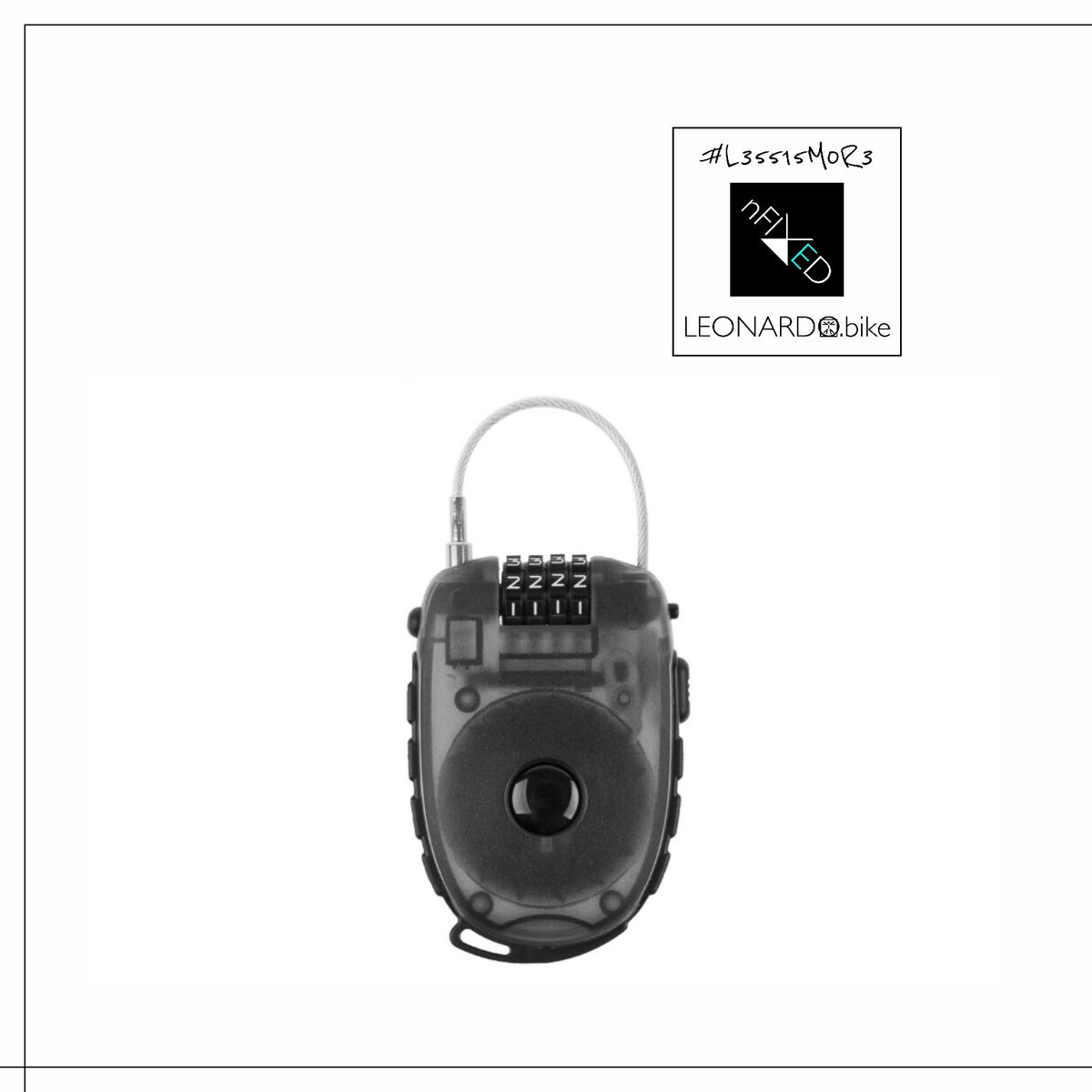 Retractable cable bicycle lock with four-digit combination and compact black housing