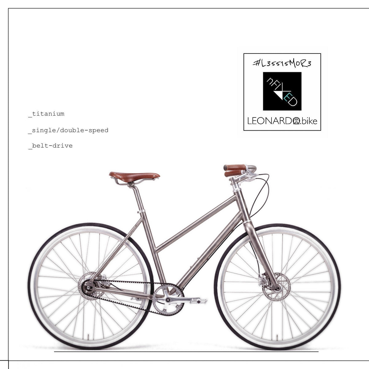 STEPPI.LEO:PURA step-through titanium belt-drive bike, side view