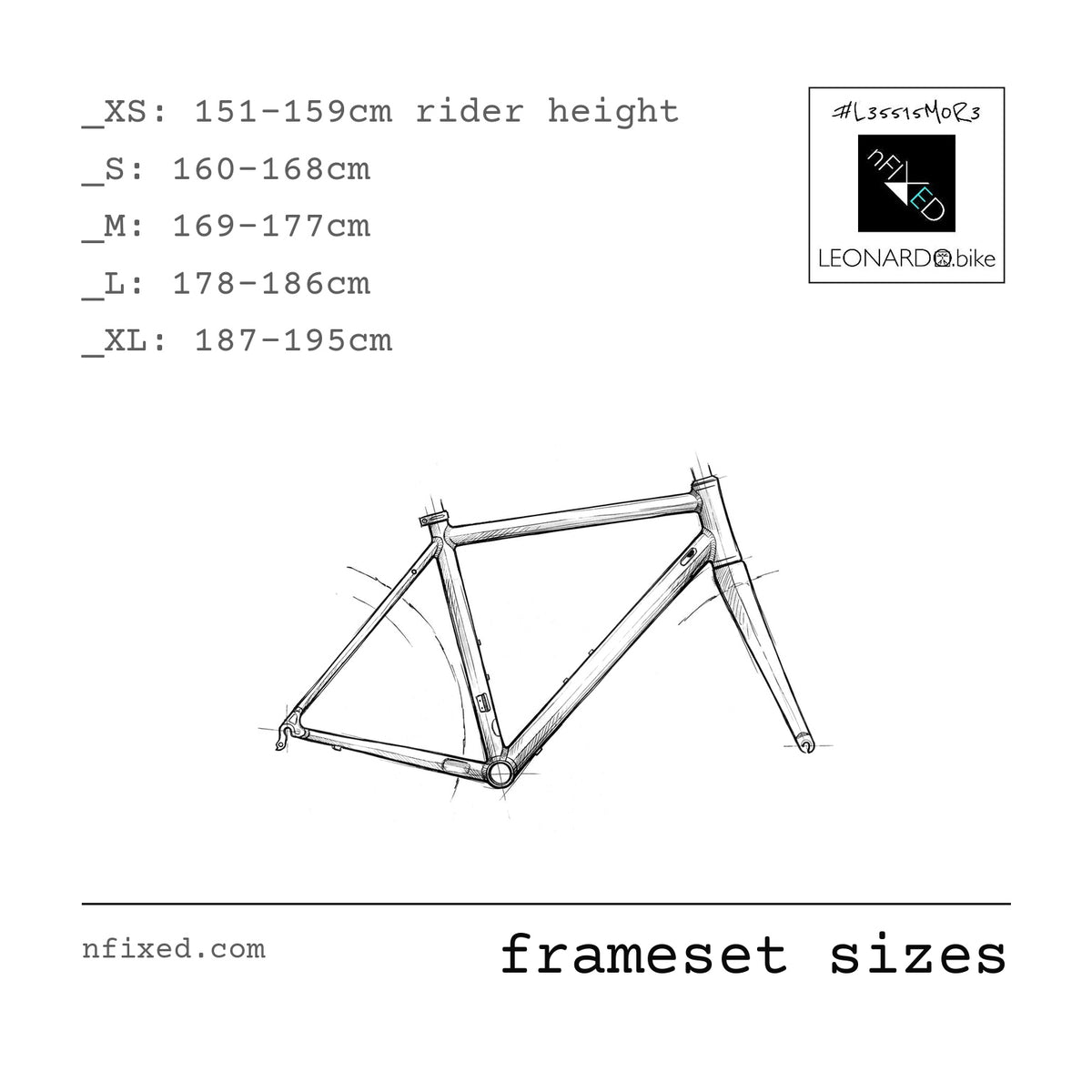 Titanium frameset sizes by rider height