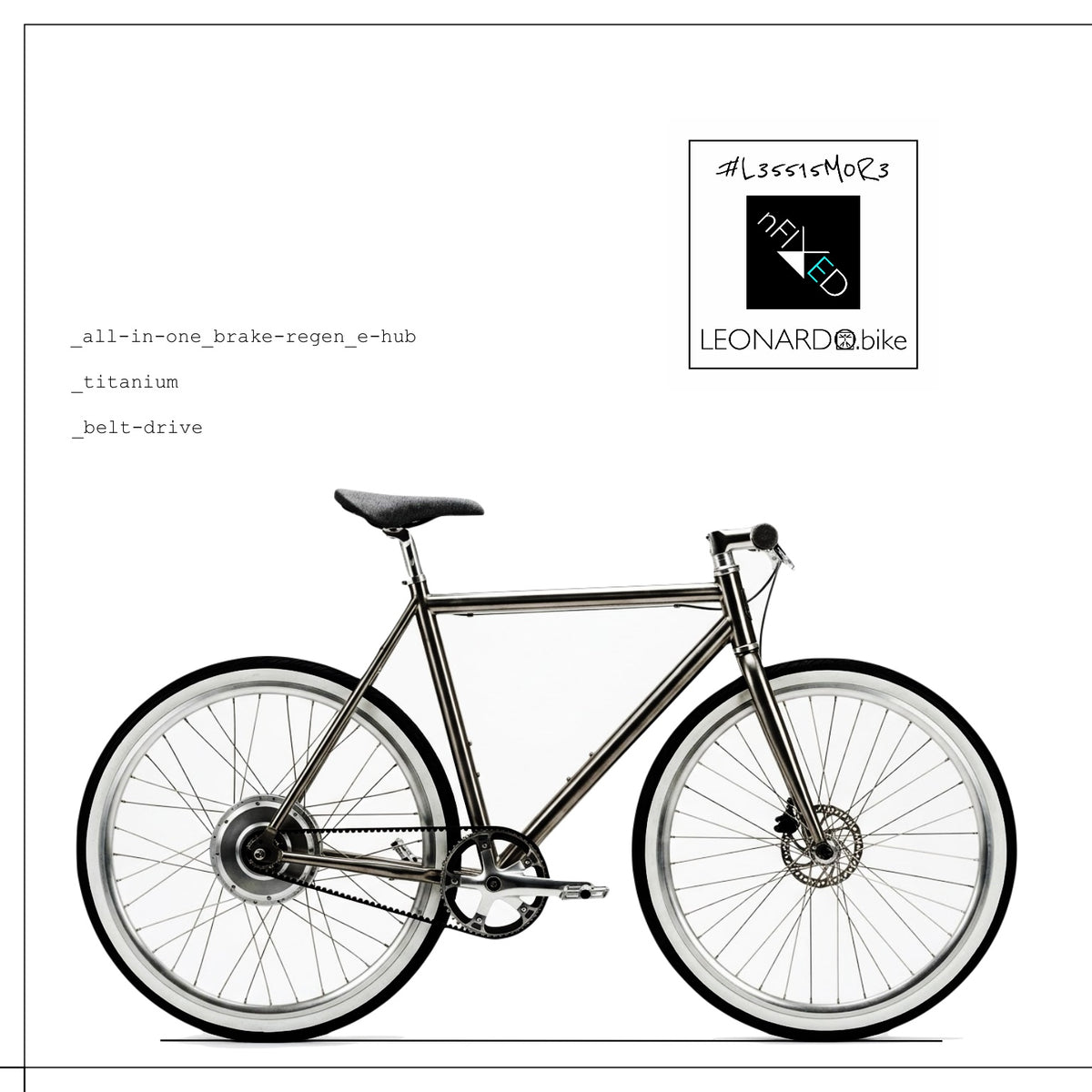 ZEHUS E:LEONARDO GEN3 titanium electric bicycle with integrated rear-hub motor and belt drive