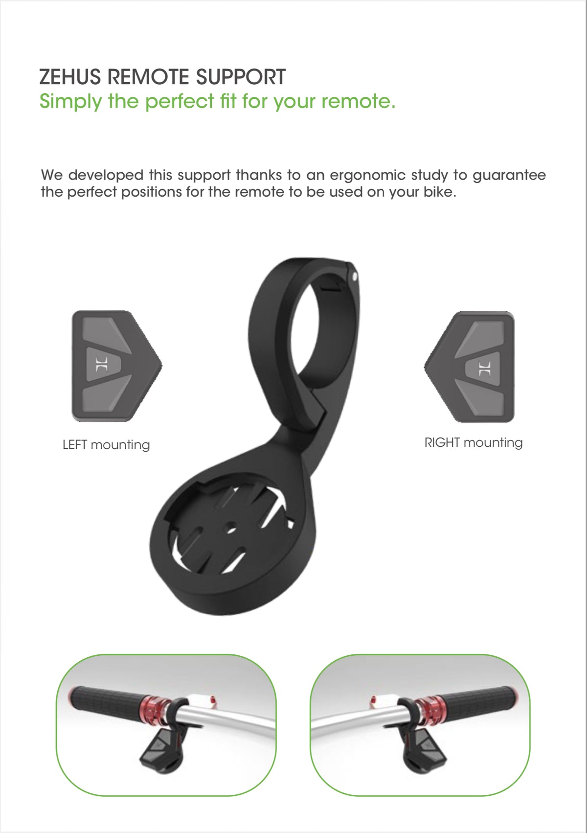 Electric bike remote handlebar mounting support bracket
